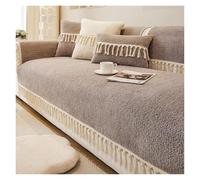 Failjierue Plush Sectional Couch Cover with White Tassel, Super Soft Warm Furry Sofa Slipcover Pet-Friendly Warm Colors Cushion Protector(Style 4,Pillowcase (45x45cm))