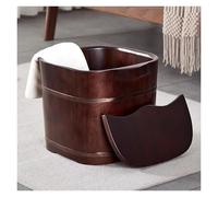Failjierue Portable Wooden Foot Spa Bucket with Cover - Traditional Thickened Soaking Tub for Pedicures & Foot Massage | Heat-Retentive Household Foot Bath(34x25cm)