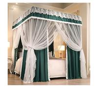 Failjierue Solid Color 4 Corner Post Blackout Bed Canopy & Mosquito Net Poster Princess Bed Curtain Canopy Mosquito Net for Girls Adult Room Decor, Not Included Bracket(Dark green,120x200cm)