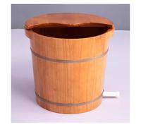 Failjierue Solid Oak Wood Foot Spa Tub with Lid & Drain Valve and Universal Wheels- Premium Foot Soaking Bath Basin for Home, Spas & Hotels - Durable Wooden Pedicure Soak Tub(40x38cm)