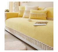 Failjierue Super Soft Warm Furry Couch Cover - Short Plush Sofa Slipcover with White Tassel, Warm Colors, Sectional Cushion Protector(Style 5,70x70cm)