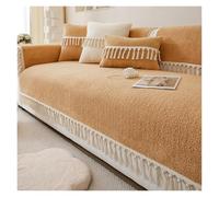 Failjierue Super Soft Warm Furry Couch Cover - Short Plush Sofa Slipcover with White Tassel, Warm Colors, Sectional Cushion Protector(Style 3,Pillowcase (45x45cm))