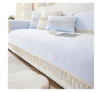 Failjierue Super Soft Warm Furry Couch Cover - Short Plush Sofa Slipcover with White Tassel, Warm Colors, Sectional Cushion Protector(Style 1,Pillowcase (30x50cm))