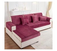 Failjierue Velvet Reversible Quilted Sofa Cover - 1 Piece Anti-Slip Sectional/Corner/Recliner Couch Cover, Washable Pet-Friendly Furniture Protector(Style 2,Pillowcase (45x45cm))