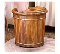 Failjierue Vintage Wooden Foot Bath Bucket with Massager & Handle - Handmade Solid Wood Soaking Tub for Home Spa - Ergonomic Foot Basin with Massage Nodes(30x33cm)