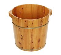 Failjierue Wooden Foot Bath Bucket with Lid - Spa Sauna Barrel for Deep Soak & Relaxation - Durable Solid Wood Foot Tub with Comfort Handle, 40x40cm