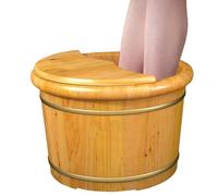 Failjierue Wooden Foot Bath Bucket with Massage Beads - Pedicure Soaking Tub for Home Spa, Insulated Foot Washing Basin - Small Wood Barrel for Relaxing Foot Care