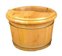 Failjierue Wooden Foot Soaking Tub with Cover - Solid Wood Pedicure Spa Barrel, Deep Soak Bath Basin for Feet & Calf Massage for Home Spa & Salon Use, 20x33cm