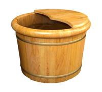 Failjierue Wooden Foot Soaking Tub with Lid - Solid Wood Pedicure Spa Barrel for Deep Feet Soak, Insulated Foot Bath Basin with Cover - Home, Hotel, Sauna & Salon Use, 20x33cm