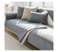 Failjierue Woven Cotton Linen Sofa Seat Cover with Backrest - All Seasons Non-Slip Solid Color Pad, Living Room Couch Towel Home Decor(Style 6,110x180cm)