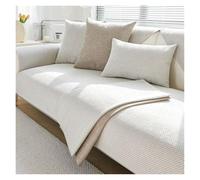 Failjierue Woven Cotton Linen Sofa Seat Cover with Backrest - All Seasons Non-Slip Solid Color Pad, Living Room Couch Towel Home Decor(Style 5,Pillowcase (30x50cm))