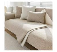 Failjierue Woven Cotton Linen Sofa Seat Cover with Backrest - All Seasons Non-Slip Solid Color Pad, Living Room Couch Towel Home Decor(Style 2,Pillowcase (45x45cm))