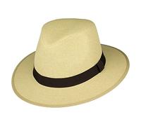 Failsworth Hats Toyo Straw Safari Fedora Hat - Tan L