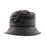 Failsworth Ladies Wax Cotton Cloche with Ruched Crown (Black)