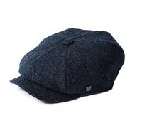 Failsworth Millinery Carloway Harris Tweed Baker Boy Cap (Latest Version) in Pattern 3302 - Navy, Size: XL (61cm)
