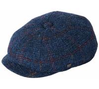 Failsworth Millinery Carloway Harris Tweed Baker Boy Cap (Latest Version) in Pattern 4060 - Navy, Size: XL (61cm)