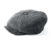 Failsworth Millinery Carloway Harris Tweed Baker Boy Cap (Latest Version) in Pattern 4615 - Grey, Size: Large (59cm)