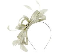 Failsworth Millinery Sinamay Loops Fascinator in White-Silver, size: One Size