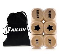 FAILUN 6Pcs Left Right Center Game Dice 1 inch Wooden Dice with Drawstring Bag, Easy to Store and Carry Around, Convenient for Travel