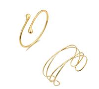 FAINCA 2 pieces bracelet girls cuff bracelet, adjustable open upper bangle, gold, bangle, upper arm, bangle, elegant stacking jewellery for upper arm jewellery