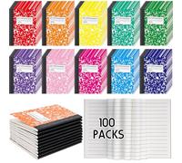 Fainne 100 Pack Mini Composition Notebook Bulk 4.5" x 3.3" Pocket Composition Books Small Narrow Ruled Compositions Note Pad Marble Journal Books for Students School College Office 60 Pages(Black)