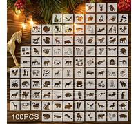 Fainne 100 Pcs 2 Inch Stencils Small Stencils for Painting on Wood Reusable Painting Templates Crafts for DIY Scrapbook, Wood, Wall, Fabric, Rock, Chalkboard, Sign(Animals)