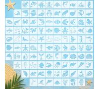 Fainne 100 Pcs Small Stencils for Crafts, 1.5 Inch Reusable Painting Stencils Painting Crafts Templates for Wood, Wall, Home Decor, Canvas, Fabric (Marine Life)