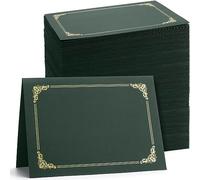 Fainne 120 Packs Certificate Holders Bulk, Diploma Covers Gold Foil Border, Document Covers for Letter Size 8.5x11 Award Certificates, Cardstock, Document Papers, Paper Card Stock(Green)