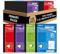 Fainne 125 Pack Primary Composition Notebooks Bulk K-2 B5 Primary Wide Ruled Blank Journal 9.75"x 7.5" Handwriting Books 100 Pages for Kids Back to School Classroom Office Supplies