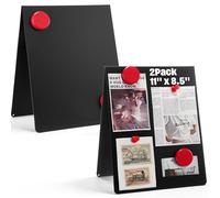 Fainne 2 Pack 11 x 8.5 Inch Magnetic Bulletin Board Double-Sided Magnet Display Board Menu Chalkboard Stand, Tabletop Chalkboard Signs for Restaurant Office Home School, Black