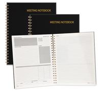 Fainne 2 Pcs Half Meeting Half Note Professional Notebooks for Work 8.5"x11" (80 Sheets) 160 Pages Spiral Project Minutes Organizer Minutes Planner for Office Business Note Taking Meeting Agenda