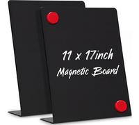 Fainne 2 Pcs Magnetic Board Stand Metal Magnet Bulletin Board Magnet Display with Easel for Tabletop for Back to School Memo Menu Table Office Kitchen Supplies (Black,11 x 17 Inches)