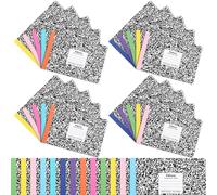 Fainne 20 Pieces Composition Notebooks College Ruled 80 Pages Half Size Wide Ruled 4-7/8 x 7-1/2" Composition Books 11/32" Spacing Assorted Primary Covers Bulk (Black Multiple Colors,Snowflake)