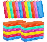 Fainne 24 Pcs Plastic Pencil Case Bulk Pencil Boxes Plastic Stationery Case Frosted Pen Box Pen Holder with Hinged Lid Snap Closure for Office Supply(7.09 x 2.36 x 0.98 Inch,Assorted Colors)