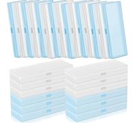 Fainne 24 Pcs Plastic Pencil Case Bulk Pencil Boxes Plastic Stationery Case Frosted Pen Box Pen Holder with Hinged Lid Snap Closure for Office Supply(7.09 x 2.36 x 0.98 Inch,White, Blue)