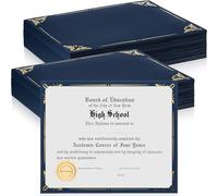 Fainne 250 Pcs Navy Blue Certificate Holder Foil Border 8.5 x 11 Inch Single Sided Award Certificates Cover for Letter Size Cardstock Document Paper Diplomagraduation Marriage Decoration Supplies