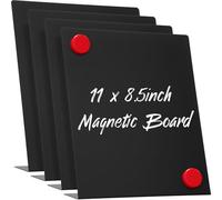 Fainne 4 Pcs Magnetic Bulletin Board with Easel Stand Mini Black Magnet Metal Tabletop Memo Display Board for Back to School Menu Table Office Supplies (11 x 8.5 Inches)