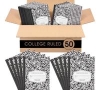 Fainne 50 Pack College Ruled Composition Notebooks Bulk A5,Black