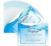 Fainne 50 Pcs Baptism Certificates for Church 11 x 8.3 Inch Baby Dedication Certificates with Elegant Border for Baby Baptismal Award Christening Gifts(Waves)