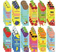 Fainne 60 Pieces Fruit Scented Bookmarks Kids Bulk Scratch and Sniff Smelly Classroom Cute Back to School Bookmarks Gift Stuff for Students Christmas End of Year Graduation Birthday Gift Favor