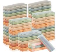 Fainne 80 Pieces Plastic Pencil Boxes Bulk Frosted Clear Multi Colored Pencil Case Hard Pens Holder with Lid and Snap Closure Purpose for Office (Morandi Color)