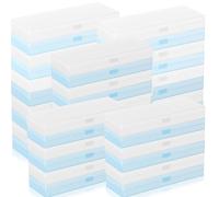 Fainne 80 Pieces Plastic Pencil Boxes Bulk Frosted Clear Multi Colored Pencil Case Hard Pens Holder with Lid and Snap Closure Purpose for Office(White Blue)