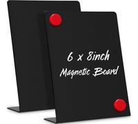 Fainne Magnetic Bulletin Board with Easel Stand Mini Black Magnet Metal Tabletop Memo Display Board for Back to School Menu Table Home Kitchen Office Supplies(6 x 8 Inches,2 Pcs)