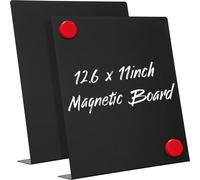 Fainne Magnetic Bulletin Board with Easel Stand Mini Black Magnet Metal Tabletop Memo Display Board for Back to School Menu Table Office Supplies(12.6 x 11 Inches,2 Pcs)