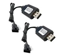 FainWan 2Pack 7.4V / 2 x 3.7V 400mA USB Charger Cable with SM-4P 4 pin Plug Compatible with Old Version UDI001 UDI008 UDI009 and HJ808 RC Boat Battery UDI001 USB 2