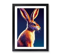 Fair Hare Framed Wall Art Print A2 Black