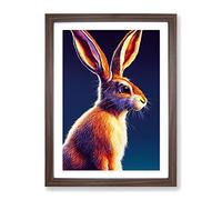 Fair Hare Framed Wall Art Print A2 Walnut