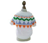 Fair Isle Colorized Pet Dog Sweater Warm Winter Wool Knitting Sweatshirt for Puppy Outdoor Unisex Overalls Pet Clothing(Green white,M)