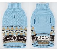 Fair Isle Dog Jumper - Winter Knit Sweater with Harness Hole | Stretchy Easy On/Off Christmas Jumper for Large Dog | Warm Clothes Labrador, Golden Retriever, German Shepherd (Sky Blue 3XL)