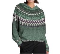 Fair Isle Jumpers for Women UK, Hoodie Jumpers for Women Ladies Vintage Knitting Patterns Nordic Icelandic Fairisle Jumper Autumn Winter Long Sleeve Warm Cosy Knitted Sweater Hot Pink